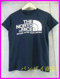 【送料300円可】1350b8◆良品◆吸汗速乾◆THE NORTHFACE ノースフェイス デカロゴ 半袖ドライTシャツ M/カットソー/アウトドア/レディース