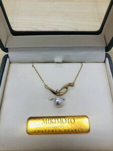 ミキモト MIKIMOTO パールダイヤモンドネックレス K18刻印 総重量2.6g 