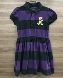 ラルフローレン RALPH LAUREN 子供服 キッズ ワンピース 半袖ポロ 6X 紫×黒 横縞柄