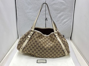 グッチ GUCCI GGキャンバス ショルダーバッグ ハンドバッグ アイボリー 130736