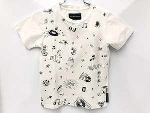 エンポリオアルマーニ EMPORIO ARMANI キッズ 子供服 Tシャツ カットソー 4Aサイズ 半袖 白 総柄