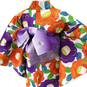 красавица в кимоно бренд юката 3 позиций комплект хлопковый Kobai менять . ткань женщина юката hanhaba obi фиолетовый юката obi geta имеется юката комплект M F L 156-168 [ белый retro .]449138