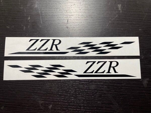 カワサキ ZZR チェッカーフラッグ 左右セット ステッカー 転写シール カッティングステッカー 切り文字 黒色