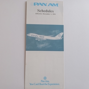 パンアメリカン航空 日本路線就航時 フライトスケジュール表 1985年～1986年 PAN AM Schedules パンナム航空 PanAm ヴィンテージ