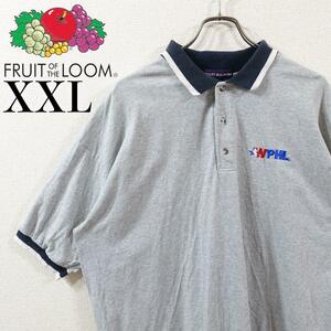 【美品】FRUIT OF THE LOOM 半袖ポロシャツ XXL グレー 古着