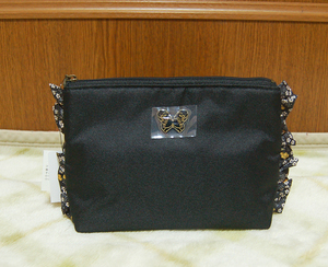 [ new goods ] Anna Sui floral print frill . attaching pouch tissue case attaching black 