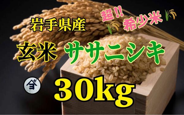 お米　玄米【岩手県産玄米ササニシキ30kg】希少なお米♪身体に優しいお米です！人気商品の為、お早めにお求め下さいませ♪