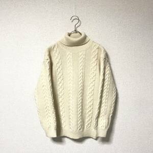 美品★Calvin Klein カルバン・クライン★レディース ケーブル編み ニット セーター 白 ホワイト size B82 T156 タートルネック