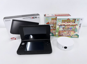 100 jpy ~*NINTENDO 3DS LL 3DSLL body boxed black SPR-001 adaptor 3DS soft Animal Crossing happy Home designer NFC Leader 