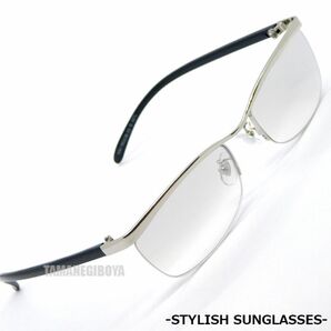 オラオラ系 ハーフリム サングラス メンズ UVカット ナイロール型 シャープ 伊達眼鏡 伊達メガネ チョイ悪系 いかつい 新品