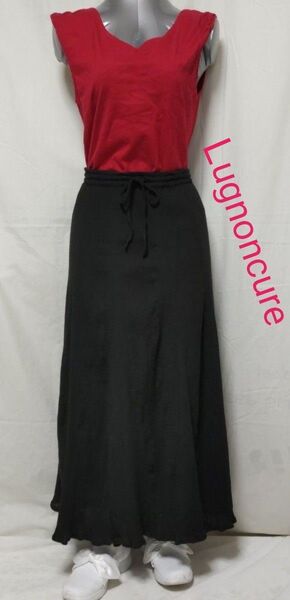 Lugnoncure ロングスカート 黒 コットン 裏地付き フリーサイズ 美品