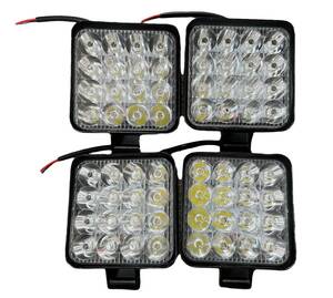 LED 作業灯 ワークライト 12V/24V対応 48W 投光器 看板灯 防水 防塵 船舶 集魚灯 角型 バイク 自動車 トラクター 重機（4個セット）