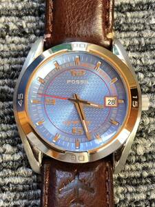 FOSSIL blue AM-4050 美しい海の色の時計 電池交換済み