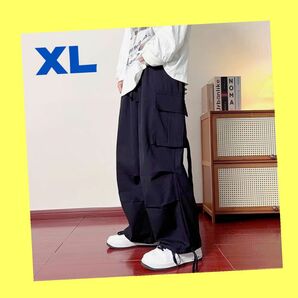 カーゴパンツ　ワイドパンツ　ワイドカーゴパンツ　ワークパンツ　ミリタリーパンツ　メンズパンツ　韓国人気　XLサイズ