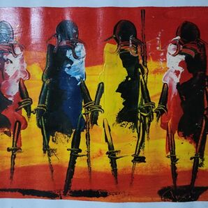 アフリカ絵画 マサイ族 油絵