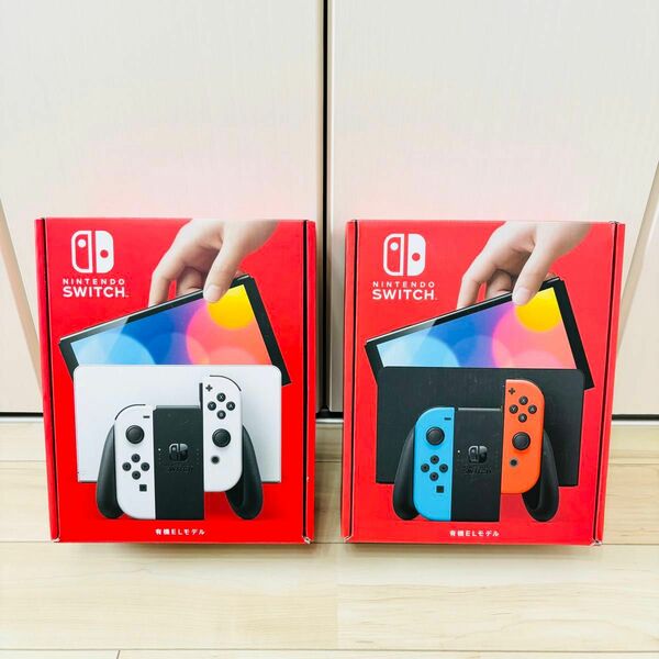【未使用】2台セット　有機EL Nintendo Switch ニンテンドースイッチ　本体　ホワイト　ネオンブルー　ネオンレッド