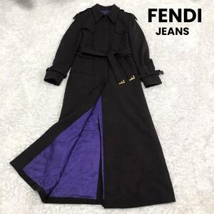 FENDI JEANS マキシ丈 ロング トレンチコート Fロゴベルト