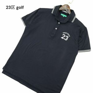 23区 golf ゴルフ 春夏 ロゴ★ ストレッチ 半袖 ポロシャツ Sz.M　メンズ ネイビー オム HOMME　A4T06437_6#A