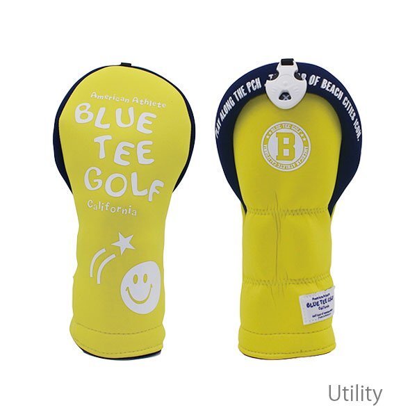 ◎『HC34タイプ』ブルーティーゴルフ【UTイエロー:ストレッチスマイル】ユーティリティ用カバー HC-34 BLUE TEE GOLF 送料無料