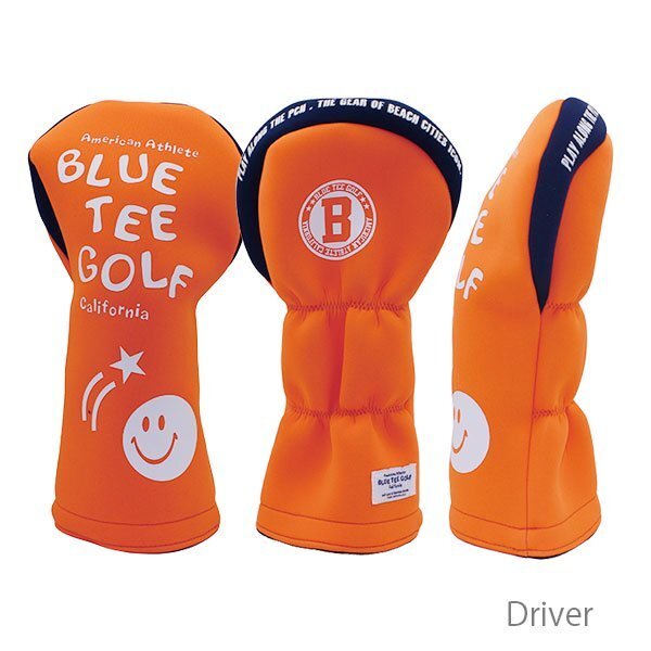 ◎『HC34タイプ』ブルーティーゴルフ【DRオレンジ:ストレッチスマイル】ドライバー用カバー HC-34 BLUE TEE GOLF 送料無料