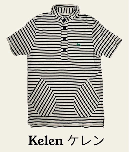 Kelen ケレン 半袖ボーダーポロシャツ ワンポイント 刺繍 フロッグ
