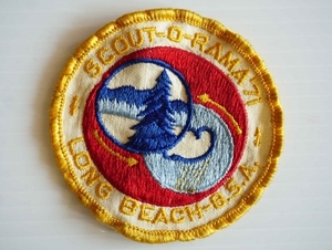 ◆ 70's BSA ボーイスカウト SCOUT-O-RAMA ロングビーチ 刺繍 ワッペン 7.0㎝/ビンテージ オールド アメリカ雑貨 レトロ 24