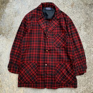 【M/L】PENDLETON ウール アンコンジャケット 赤黒チェック■ビンテージ オールド レトロ アメリカ古着 ペンドルトン テーラード 50s-60s