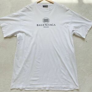 【美品・最高峰】 BALENCIAGA バレンシアガ メンズ 半袖 Tシャツ トップス カットソー BBロゴ オーバーサイズ Mサイズ ホワイト