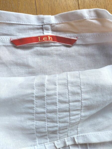 Leh レー　オーバーシャツ　半袖白シャツ　麻リネンシャツ　M