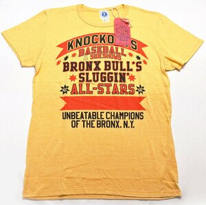 BO'S GLAD RAGS (ボーズグラッドラグス) クルーネックTシャツ “KNOCKOUTS” FCC22-01 未使用品 イエロー size L / バーンストーマーズ