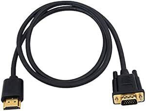 Duttek HDMI to VGA 変換ケーブル, HDMIオス to VGAオス変換アダプタケーブル 金メッキコネクター 音声