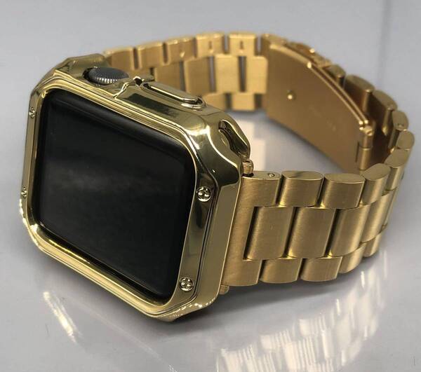 ゴールド 厚 ステンレス アップルウォッチバンド Apple Watch カバー ケース ウルトラ 38mm 40mm 41mm 42mm 44mm 45mm 49mm