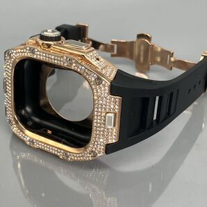 ブラック rg★アップルウォッチバンド ラバーベルト カバー ステンレス Apple Watch ケース 49mm ウルトラ ultra ダイヤ キラキラ