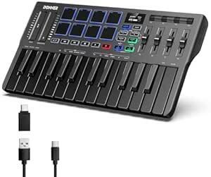 Donner USB MIDI キーボード コントローラー 25鍵 ベロシティ対応 タッチ式スライダー OLEDスクリーン バック