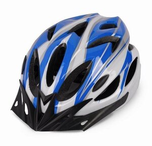 自転車 ヘルメット 軽量 高剛性 サイクリング 大人 ロードバイク 新品 016 ブルー&ホワイト