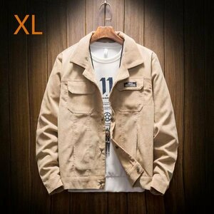 コーデュロイ ジャケット メンズ アウター ブルゾン コーチジャケット メンズファッション 春服 カーキ XL