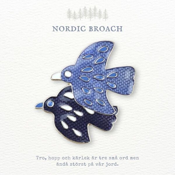 Nordic broach 北欧風 ブローチ ラブバード ブルー SOUSOU お好きな方に