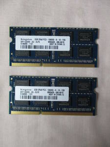 .] for laptop memory 2GBx2 total 4GB Kingston 2GB 2Rx8 Pc3-10600s-9-10-F20 used beautiful goods 