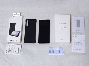 【SIMフリー】SONY 楽天モバイル Xperia 10 IV ブラック XQ-CC44 ＋ Style Cover with Stand XQZ-CBCC セット　