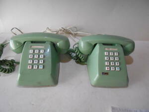  old telephone machine 2 pcs 601P.. moss green used junk 