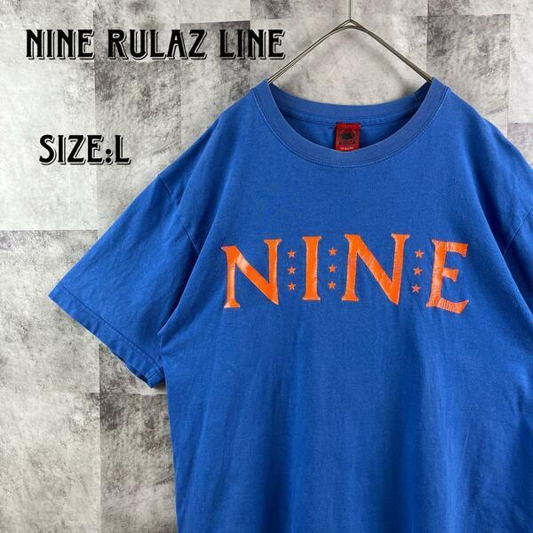 NINE RULAZ LINE 半袖Ｔシャツ デカロゴ ブルー 青 L