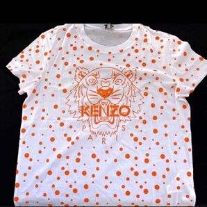 新品 KENZO ケンゾー★トラ柄 ドット総柄 Tシャツ 寅 白×オレンジ L