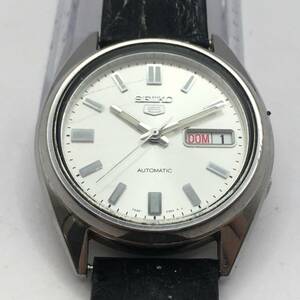 ○A242-107 SEIKO/セイコー 5 3針 Day-Date デイデイト メンズ 自動巻き 腕時計 レザーベルト 7S26-0480 稼働品