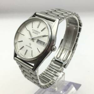 ○F242-30 CITIZEN/シチズン クリストロン 3針 Day-Date デイデイト メンズ クォーツ 腕時計 4-731395 TA