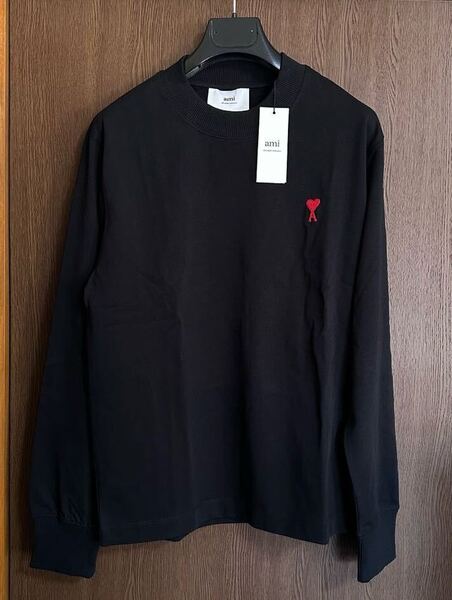 黒M新品 AMI Paris グラフィック ロゴ ロング Tシャツ ブラック スウェット 長袖 トレーナー ロンT アミ パリス ami alexandre mattiussi
