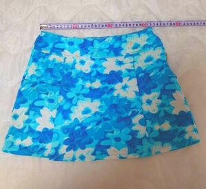 パレオ 水着の上からのスカート Mサイズ ブルー 水色 花柄 ウエストゴム