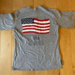 星条旗 韓国服 Tシャツ バックロゴ USA バックプリント グレー