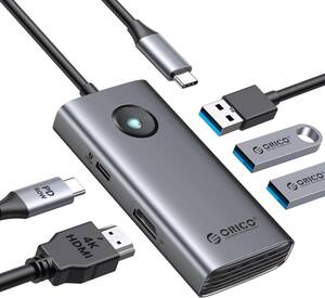 341　USB C ハブ 5-in-1 USB3.0 5Gbpsデータ転送 4K@30Hz HDMI出力 60W PD充電 2*USB2.0 usb ハブ ドッキングステーション セルフパワー