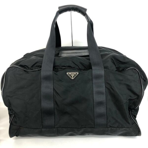PRADA プラダ ナイロン ロゴプレート ボストンバッグ ブラック バッグ 鞄 かばん レディース 送料無料