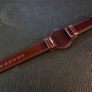 ◆台座付VINTAGE BELT◆高品質国産アニリン染めコードバン BURGUNDY Custom Order(台座サイズ/バックルカラー) 19mm 受注生産 腕時計ベルト